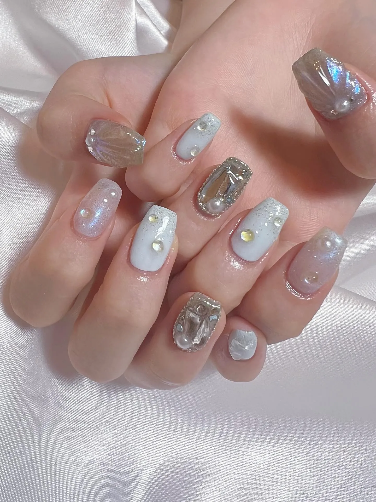 海イメージのネイル🐡🐠🐚🫧