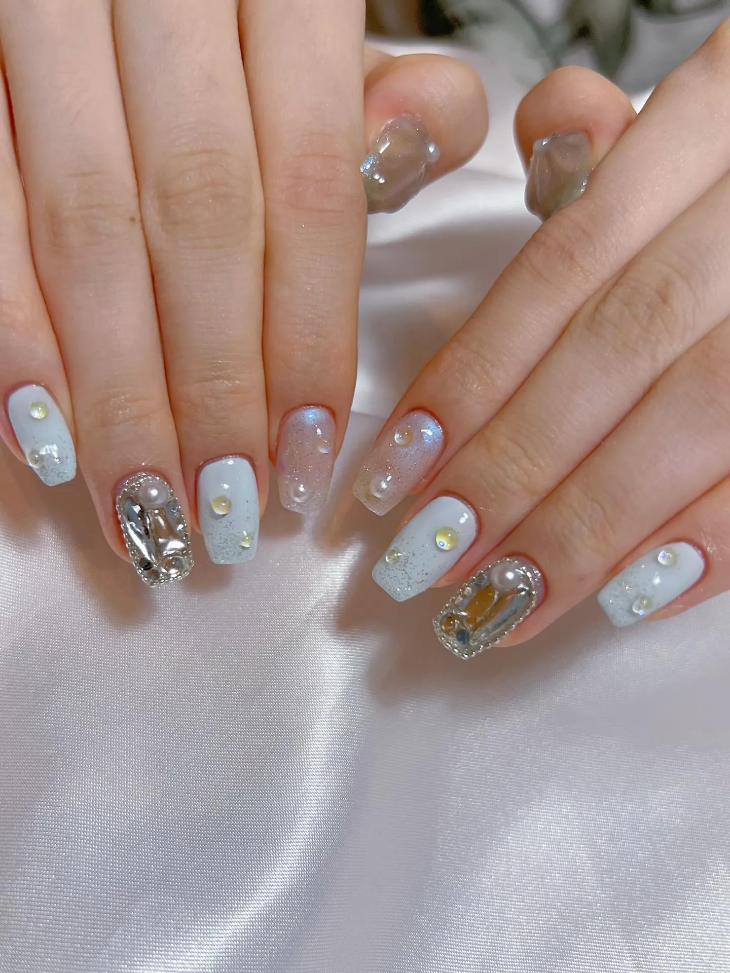 海イメージのネイル🐡🐠🐚🫧